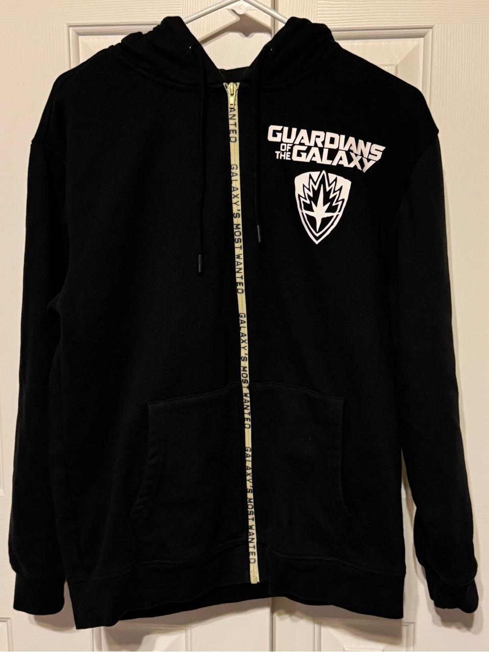 Marvel Guardians of the Galaxy “Galaxy’s Most Wanted” Black Zip-Up Hoodie Size S